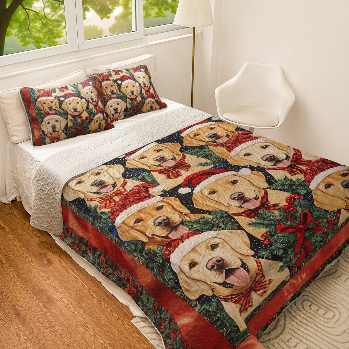 Shineful All Season Quilt 3-Piece Set Christmas Golden Dreams