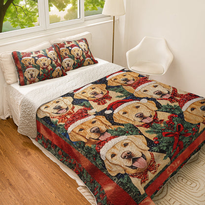 Shineful All Season Quilt 3-Piece Set Christmas Golden Dreams