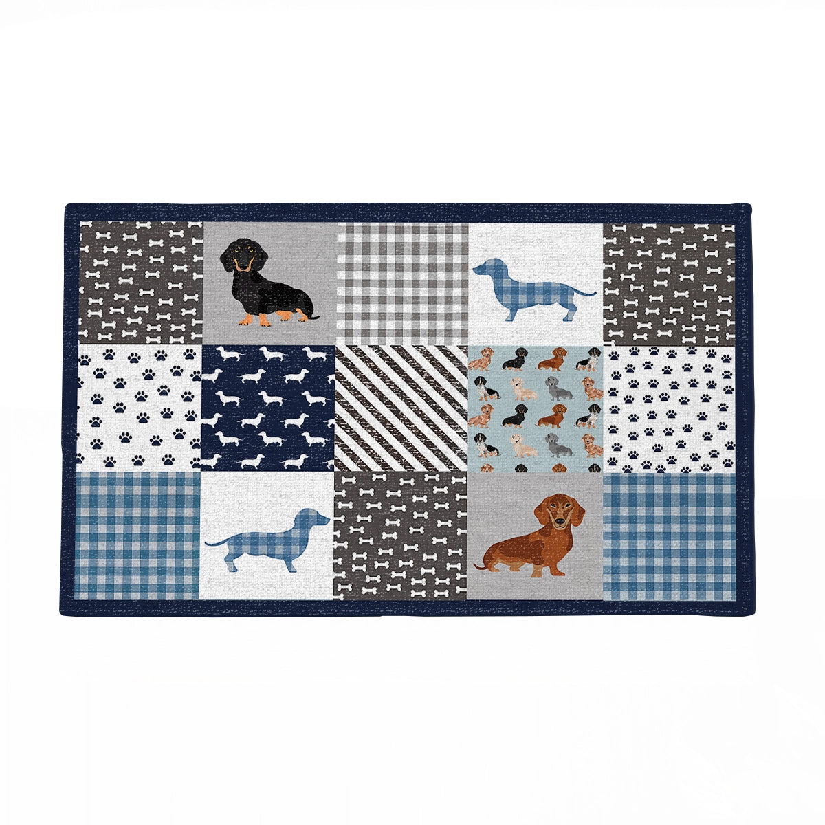 Shineful Ultra-Thin Non Skid Floor Mat, Kitchen Rugs Dachshund Delight Blue