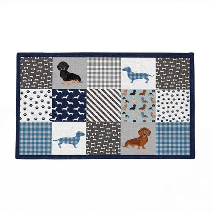 Shineful Ultra-Thin Non Skid Floor Mat, Kitchen Rugs Dachshund Delight Blue
