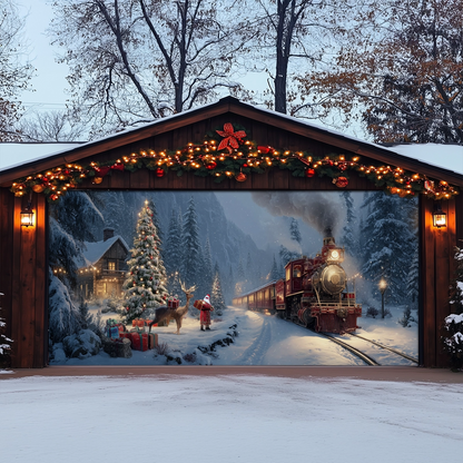Shineful Garage Door Banner Decoration Christmas Cabin Express