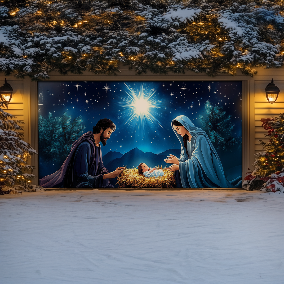 Shineful Garage Door Banner Decoration - Divine Birth