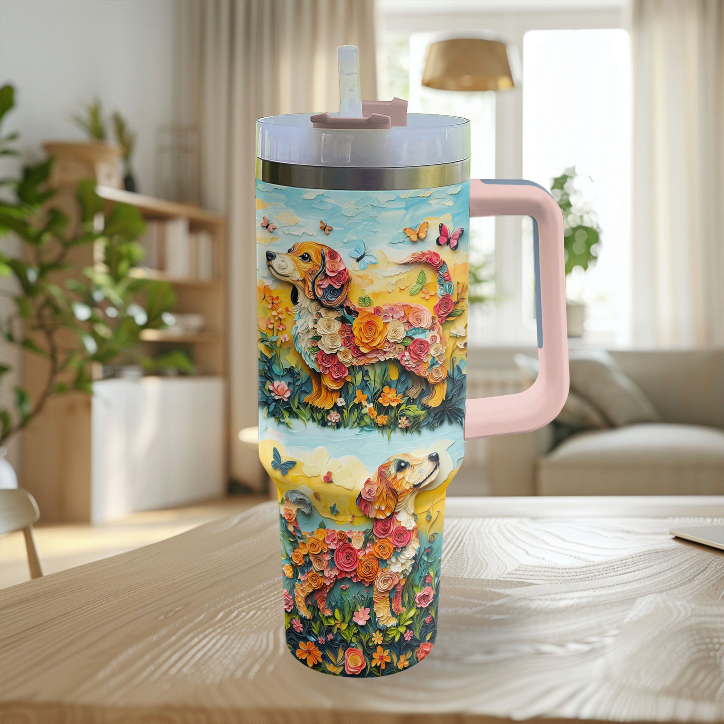 Shineful Tumbler Floral Dachshund