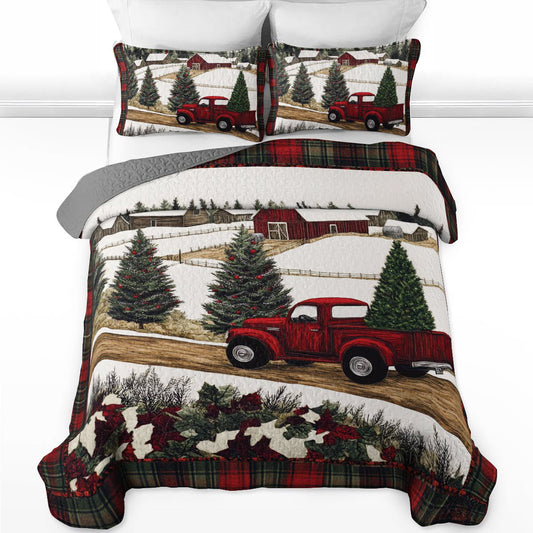 Shineful All Season Quilt 3-Piece Set Christmas Truck