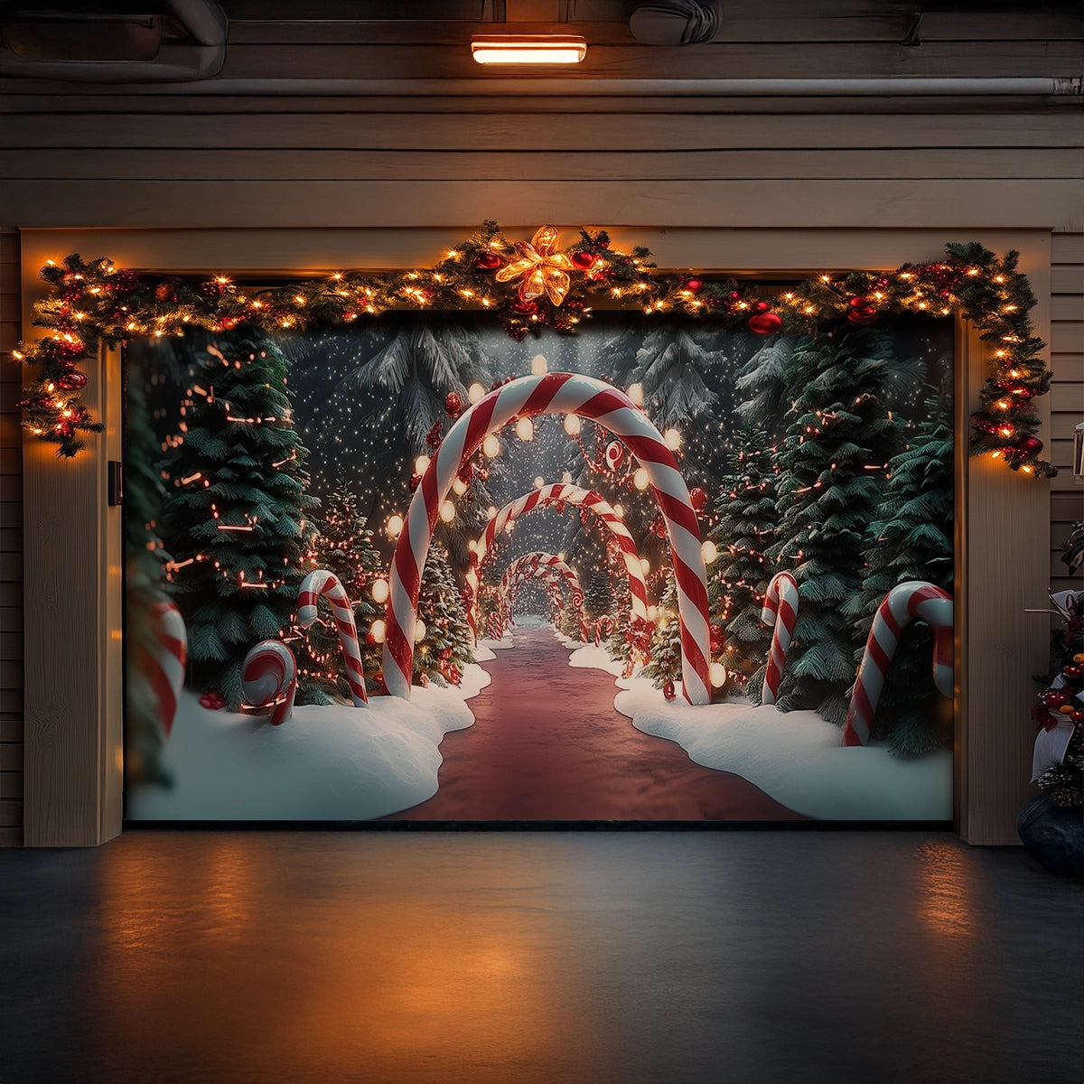 Shineful Garage Door Banner Decoration Winter Candy Cane