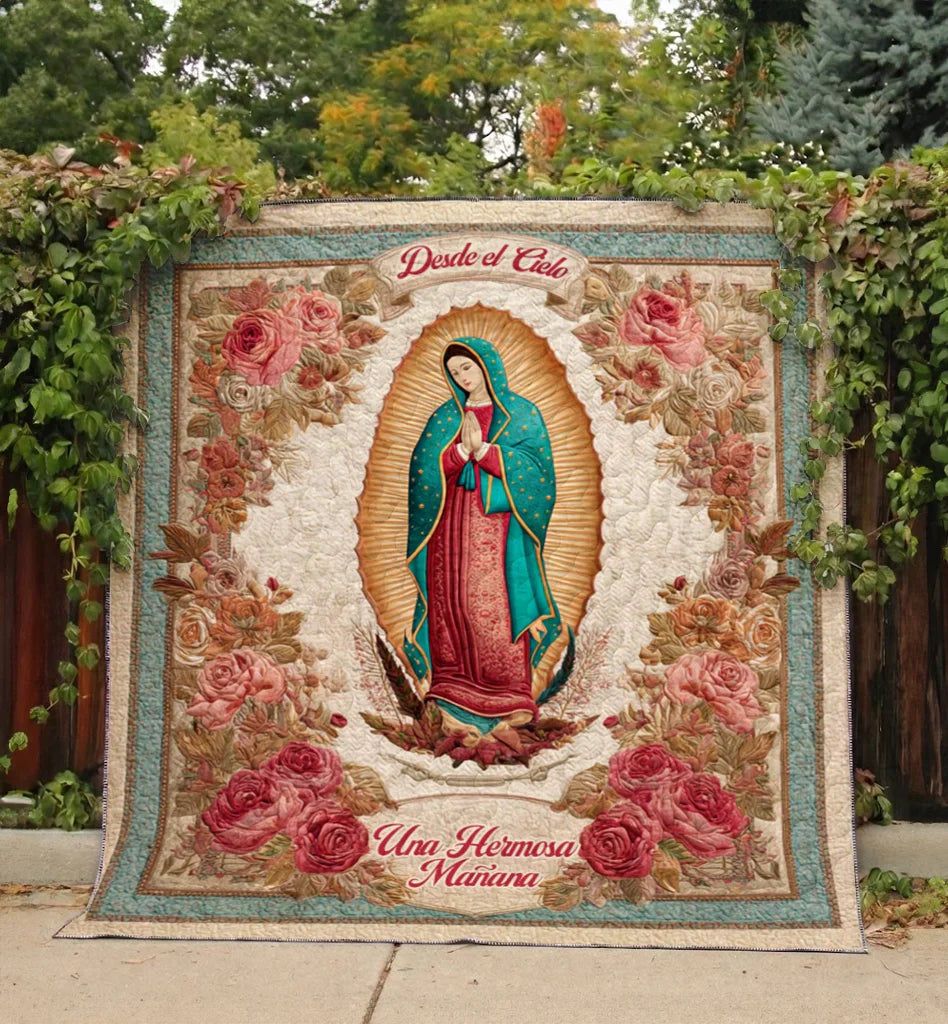 Shineful Flat Print Faux Quilt Blanket Our Lady Of Guadalupe