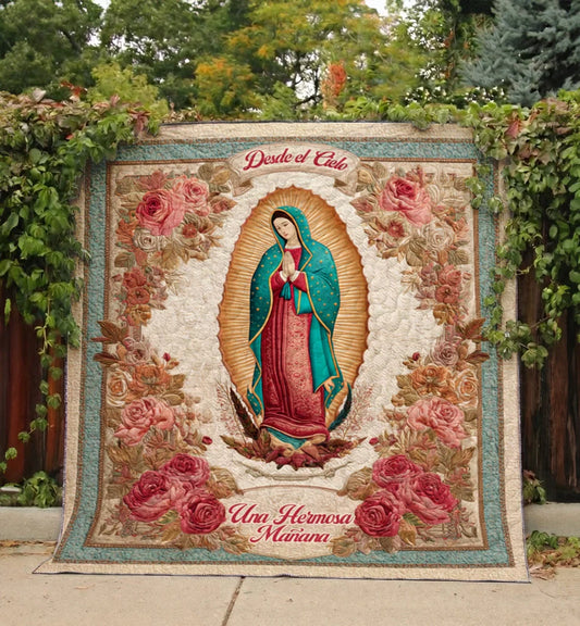 Shineful Flat Print Faux Quilt Blanket Our Lady Of Guadalupe