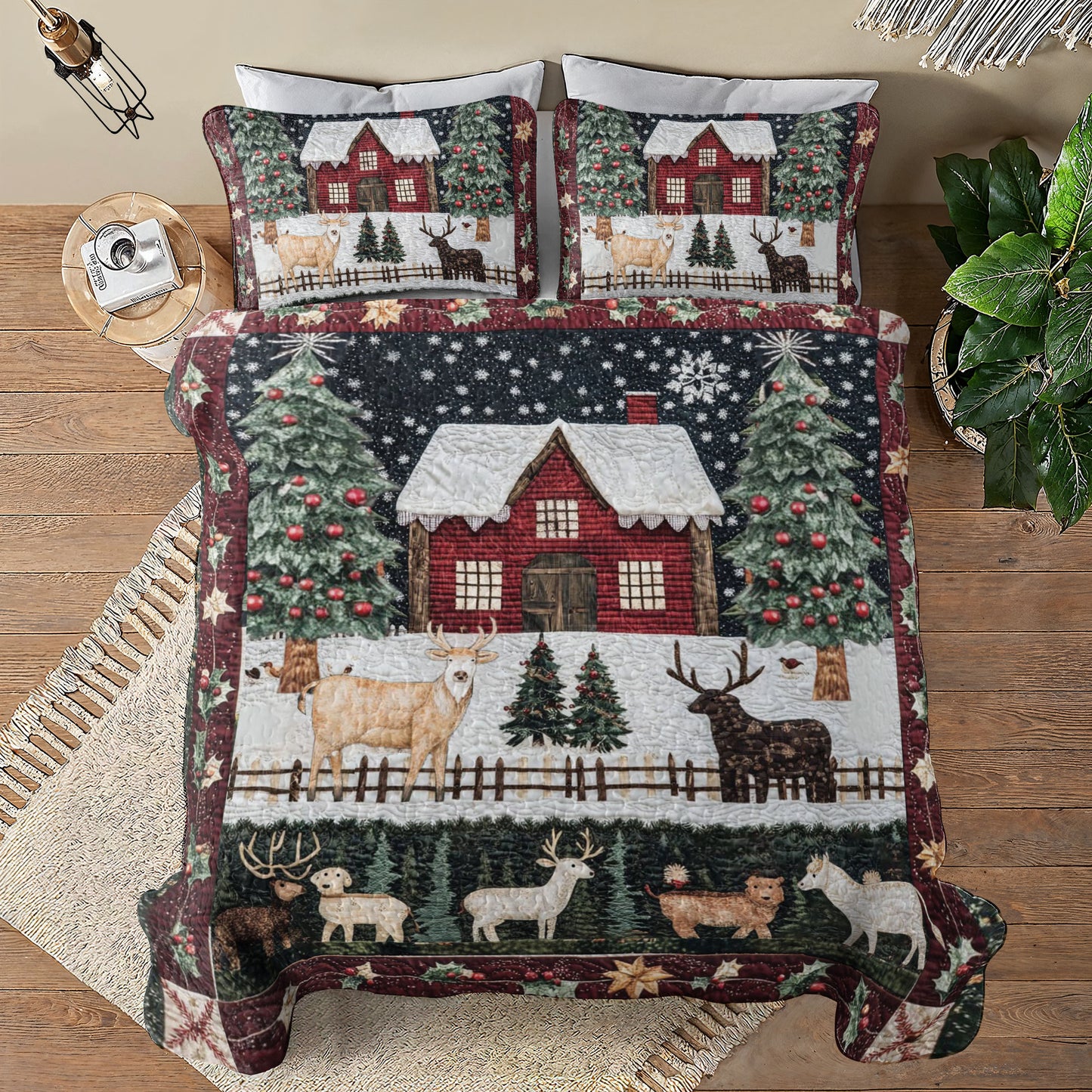 Shineful All Season Quilt 3-Piece Set Christmas in Farm