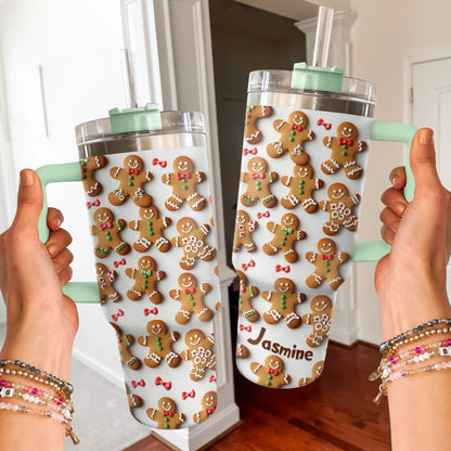 Shineful Glossy Tumbler Personalized Adorable Gingerbread