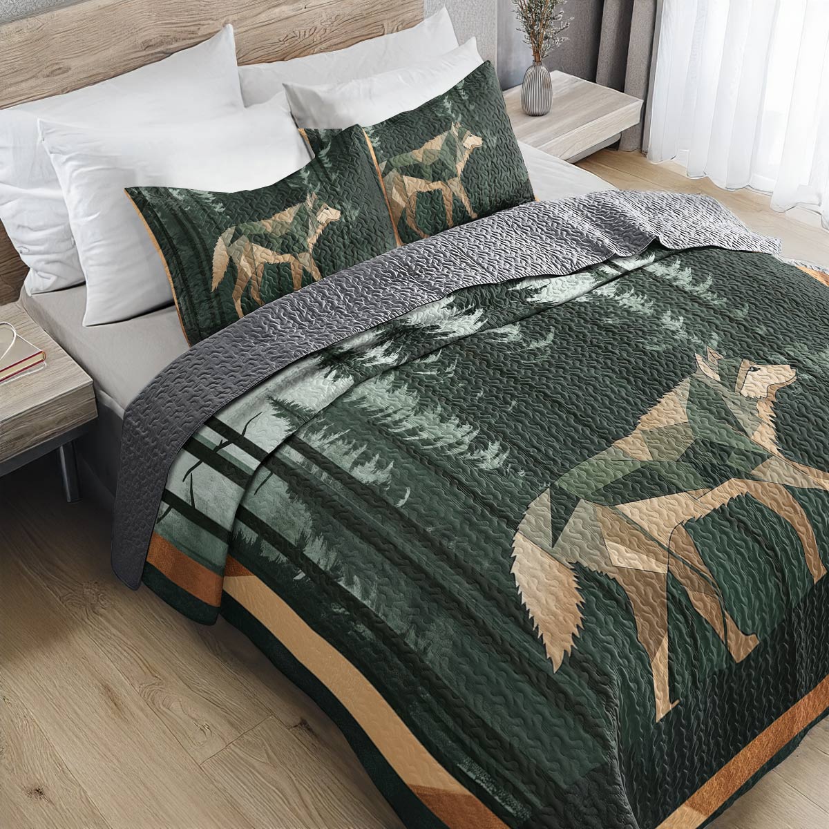 Shineful All Season Quilt 3-Piece Set - Wolf Wilderness