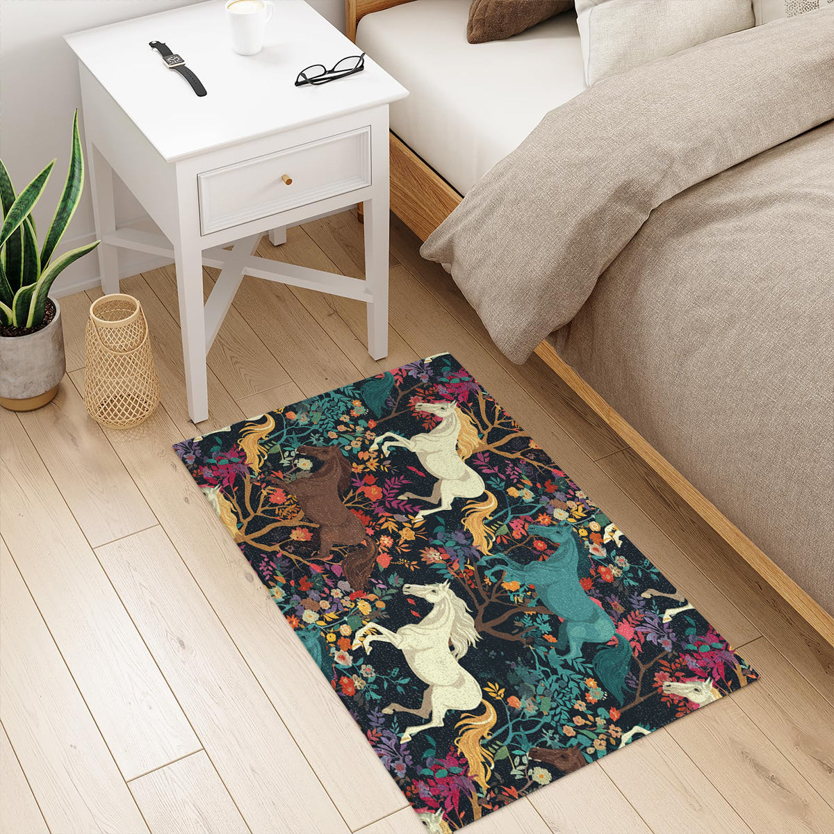 Shineful Horse Flower Ultra-Thin Non Skid Floor Mat, Kitchen Rugs