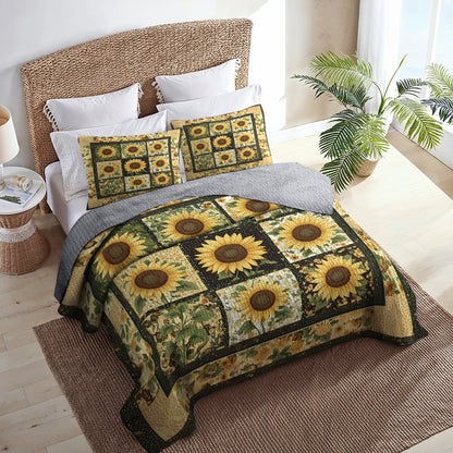 Shineful All Season Quilt 3-Piece Set Sunflower Patch
