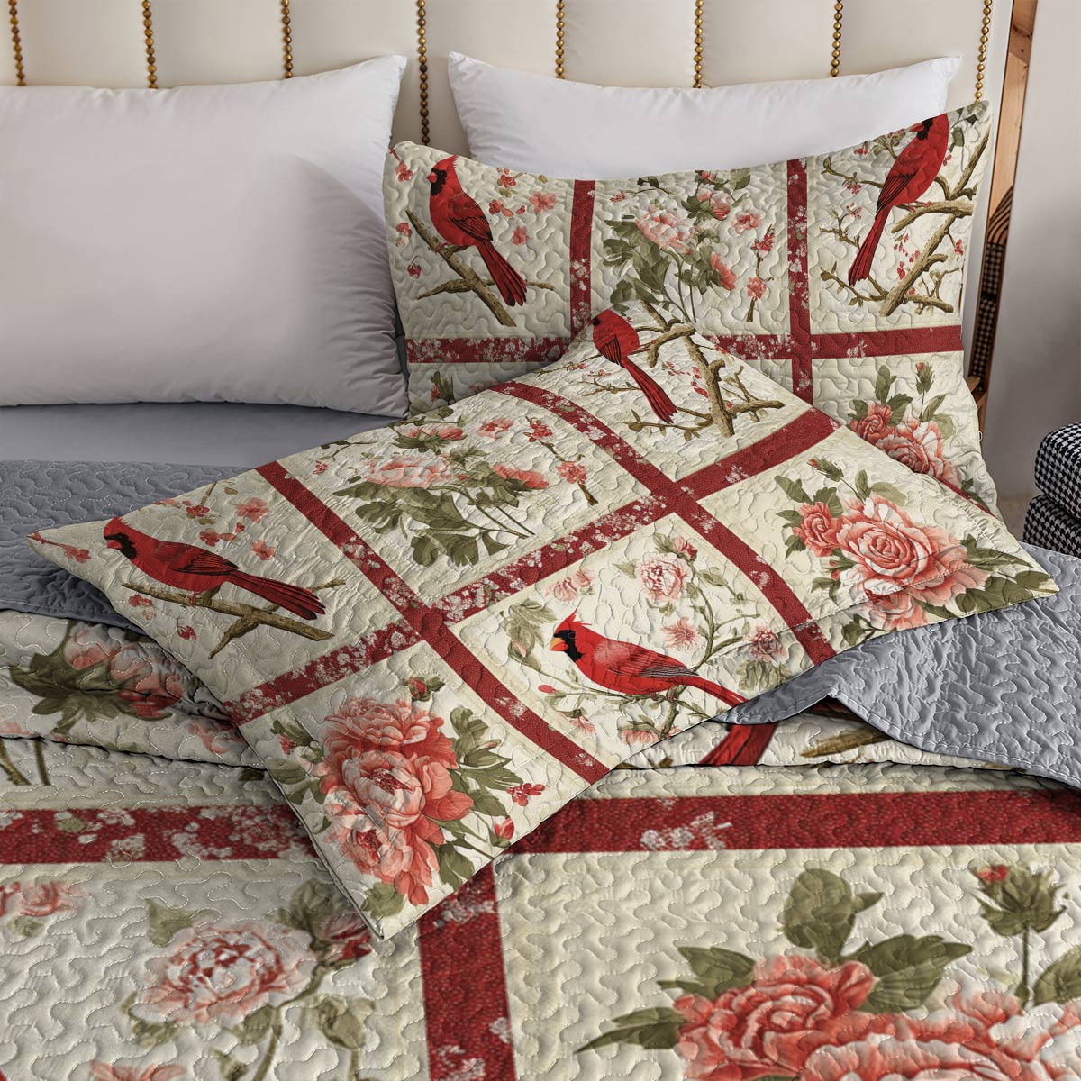 Shineful All Season Quilt 3-Piece Set - Cardinal Garden