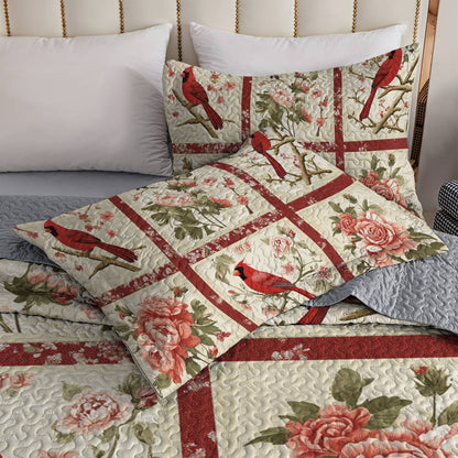 Shineful All Season Quilt 3-Piece Set - Cardinal Garden