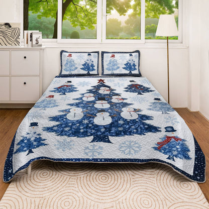 Shineful All Season Quilt 3-Piece Set Happy Snowman Christmas