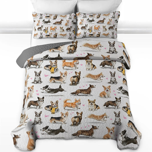 Shineful All Season Quilt 3-Piece Corgi Love Forever