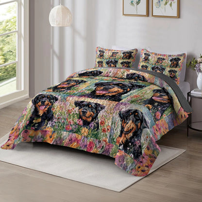 Shineful All Season Quilt 3-Piece Set - Rottweiler Meadow Haven
