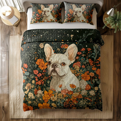 Shineful All Season Quilt 3-Piece Set Floral Frenchie Elegance