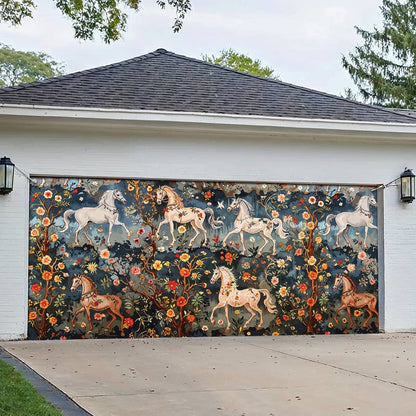 Shineful Garage Door Banner Decoration Mystery Horses