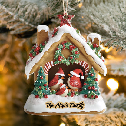 Shineful 2D Acrylic Ornament - Personalized Cardinal Christmas Cottage