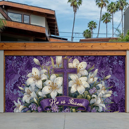 Shineful Garage Door Banner Decoration Easter Lily Cross