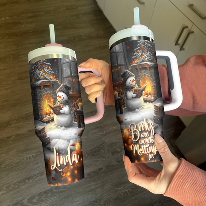 Shineful Personalized Tumbler Snowman Books Are Worth Melting For
