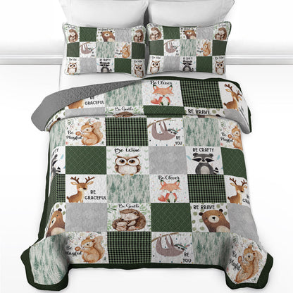 Shineful All Season Quilt 3-Piece Set Woodland Animal Charm