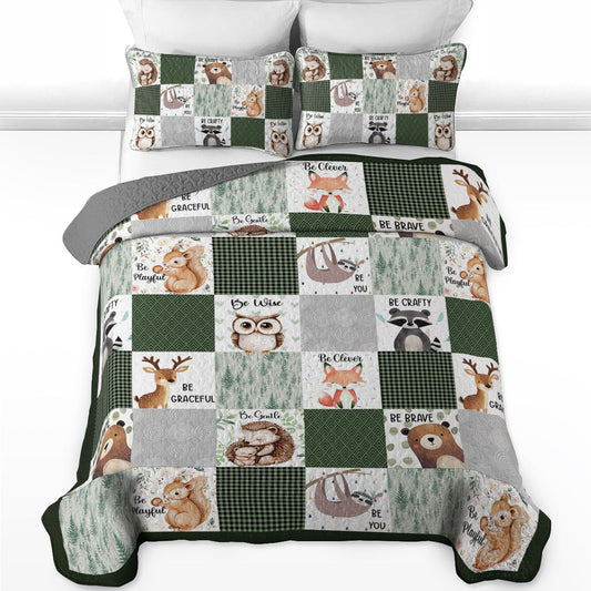 Shineful All Season Quilt 3-Piece Set Woodland Animal Charm