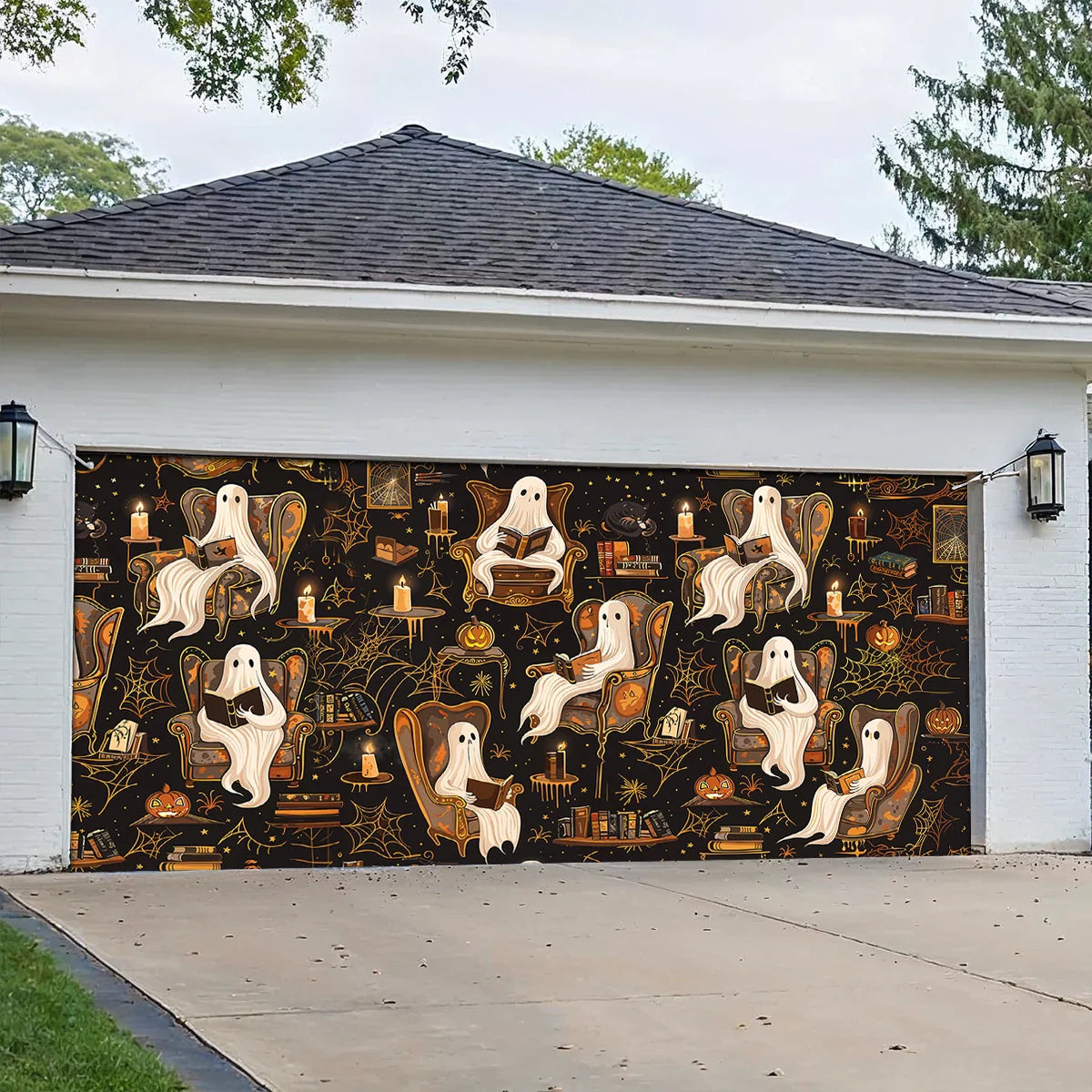 Shineful Garage Door Banner Decoration - Halloween Ghostly Book Club