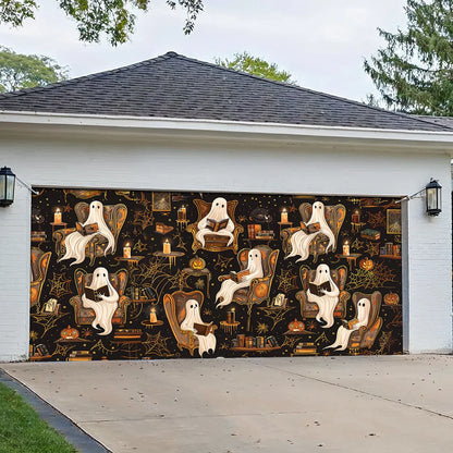 Shineful Garage Door Banner Decoration - Halloween Ghostly Book Club