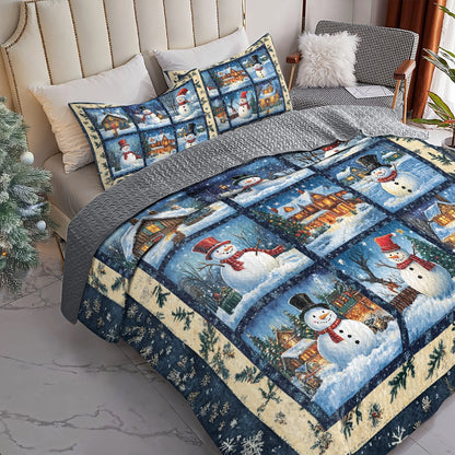 Shineful All Season Quilt 3-Piece Set - Winter Wonderland Snowman