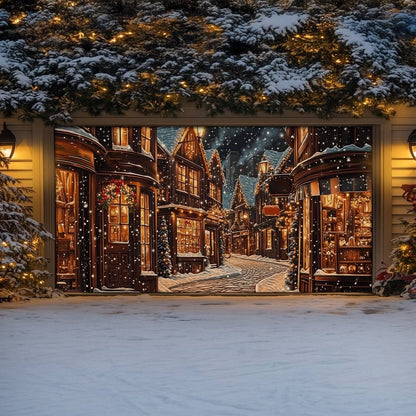Shineful Garage Door Banner Decoration Winter Village