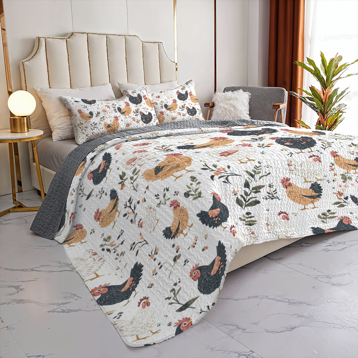 Shineful All Season Quilt 3-Piece Set Farmhouse Chicken