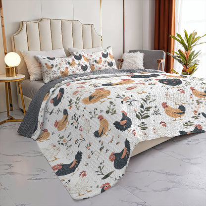Shineful All Season Quilt 3-Piece Set Farmhouse Chicken