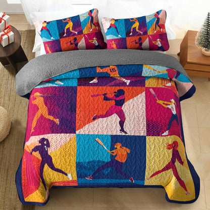 Shineful All Season Quilt 3-Piece Set - Softball Girl Power