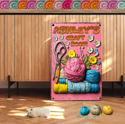 Shineful Personalized 2D Metal Sign Yarn Sanctuary