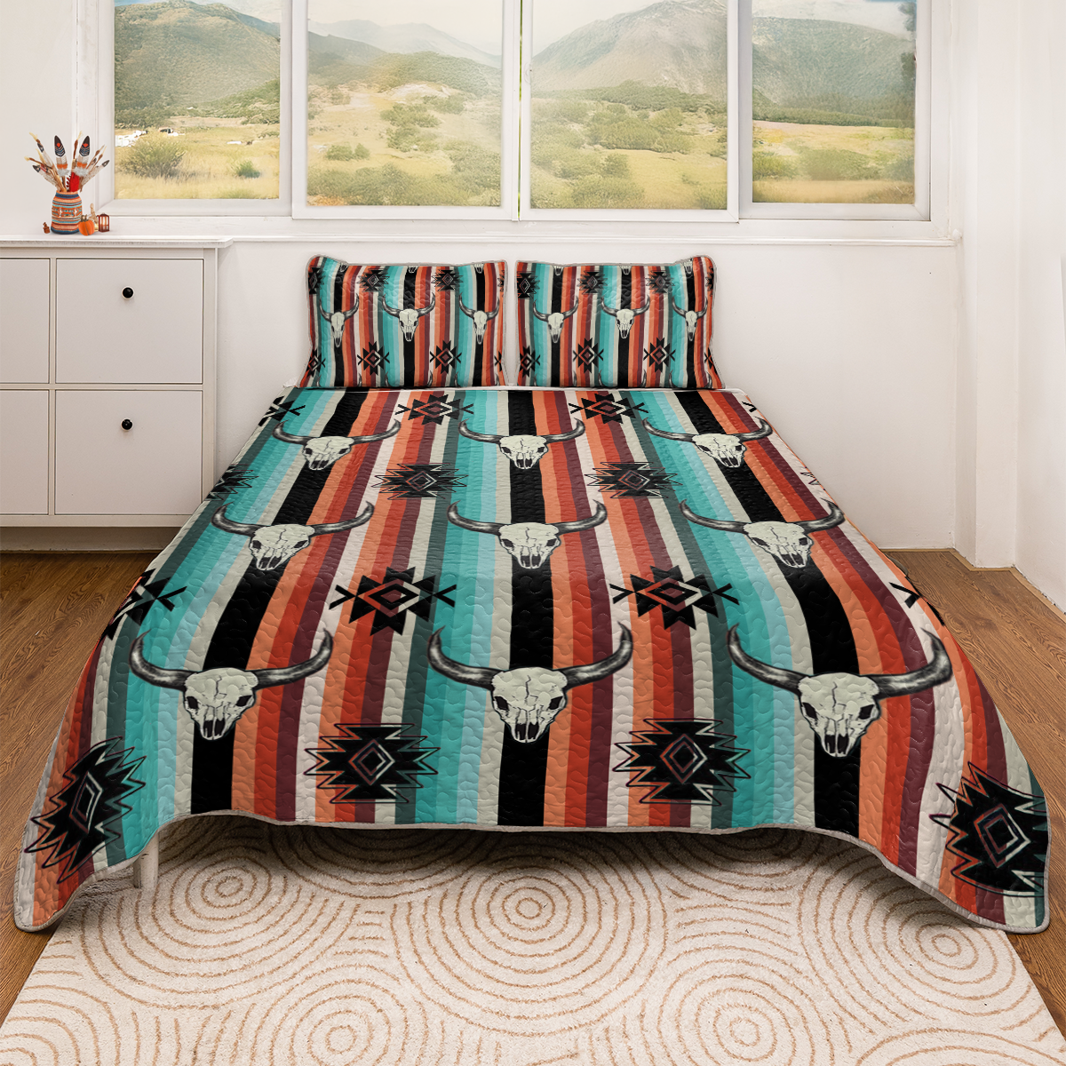 Shineful All Season Quilt 3-Piece Set Native Sacred Buffalo