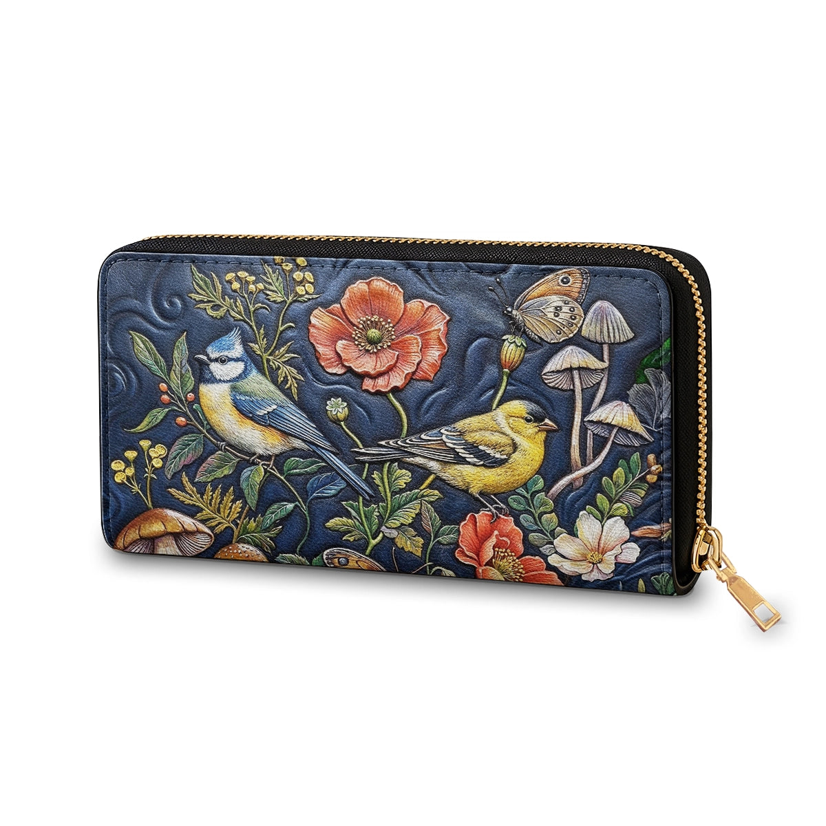 Shineful Leather Clutch Purse With Wristlet Strap Handle Midnight Garden