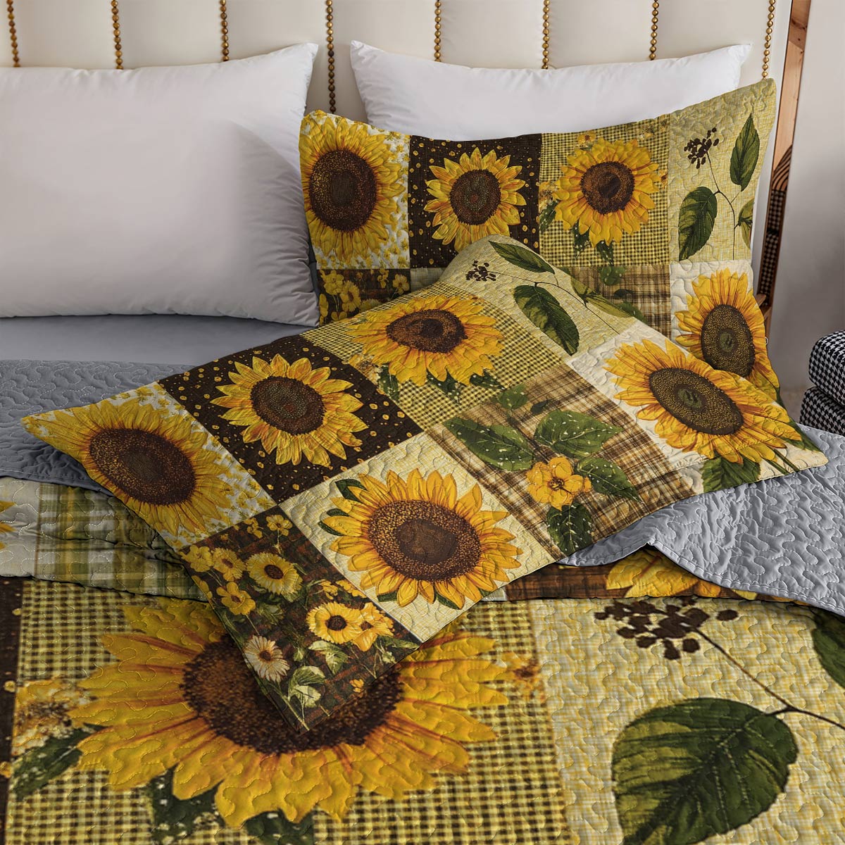 Shineful All Season Quilt 3-Piece Set - Vintage Sunflower Harmony