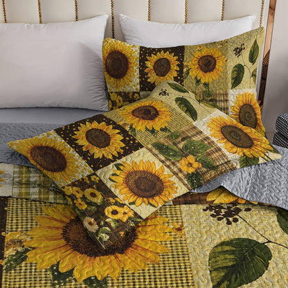 Shineful All Season Quilt 3-Piece Set - Vintage Sunflower Harmony