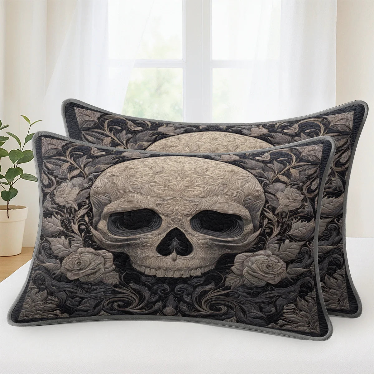 Shineful Quilt 3-Piece Set Baroque Shadow Skull