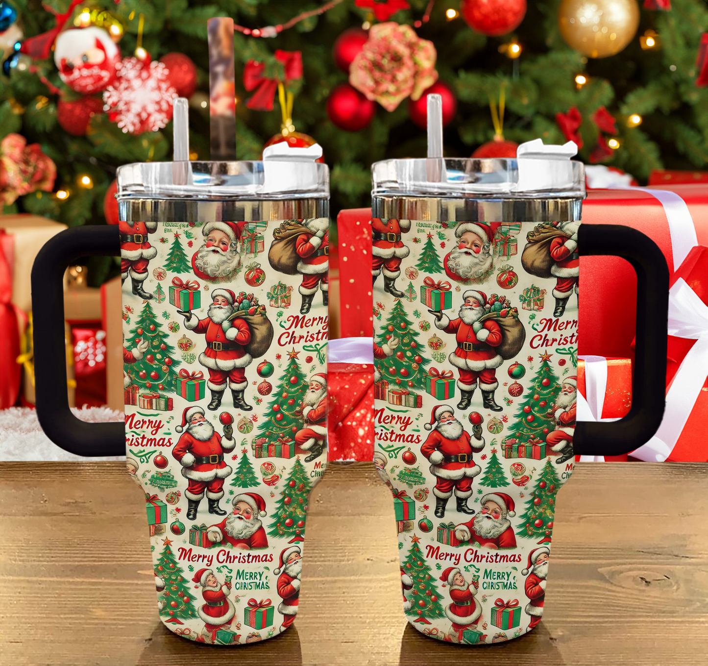 Shineful Tumbler Santa Pattern