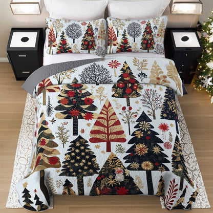 Shineful All Season Quilt 3-Piece Set Enchanting Christmas Tree
