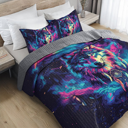 Shineful All Season Quilt 3-Piece Set Mystic Wolf