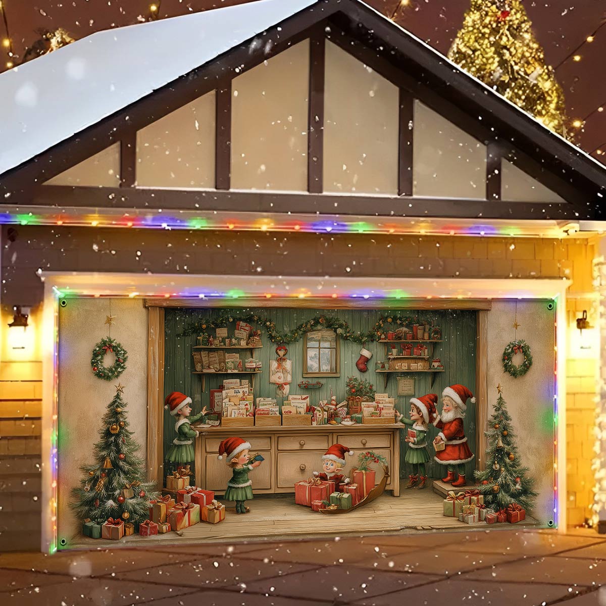 Shineful Garage Door Banner Decoration -Christmas Post Office