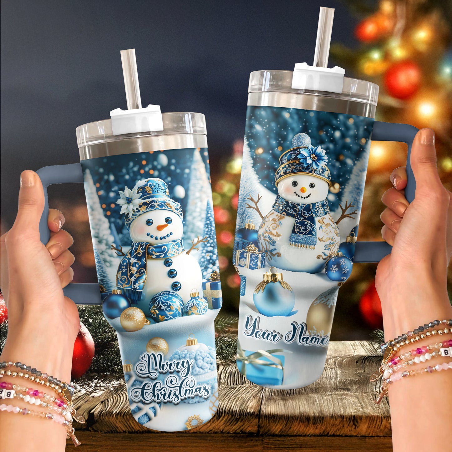 Shineful Tumbler Personalized Frosty Elegance Christmas
