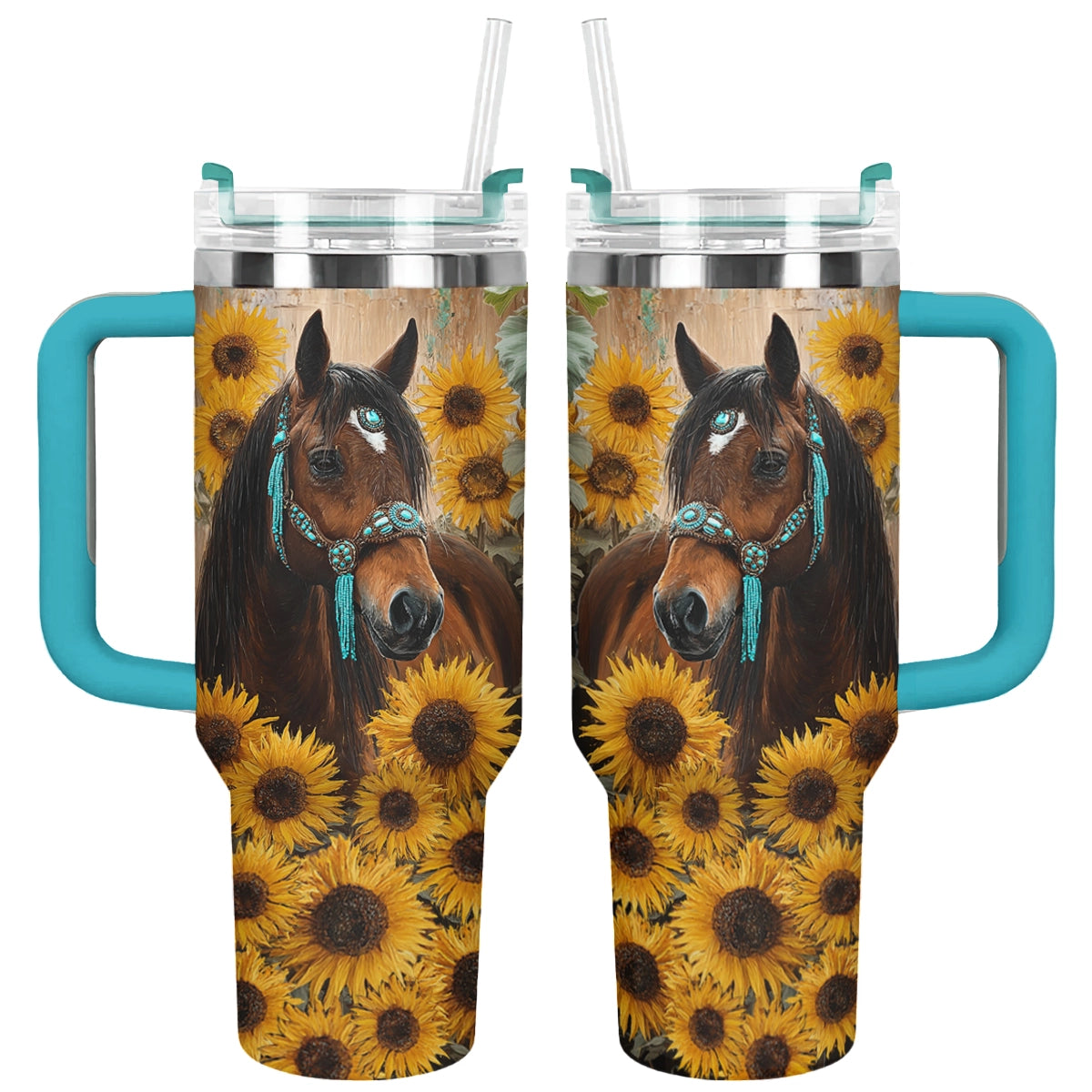 Shineful Tumbler Horse & Sunflower Bloom