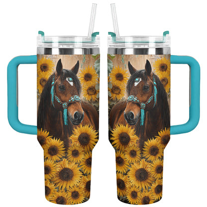 Shineful Tumbler Horse & Sunflower Bloom
