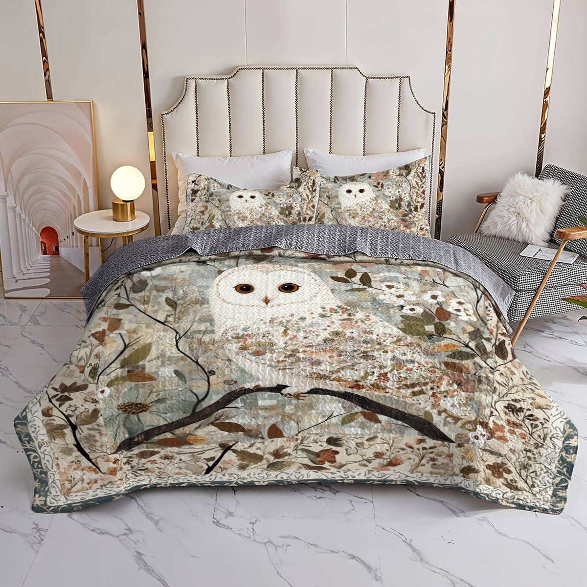 Shineful All Season Quilt 3-Piece Set Gentle Owl