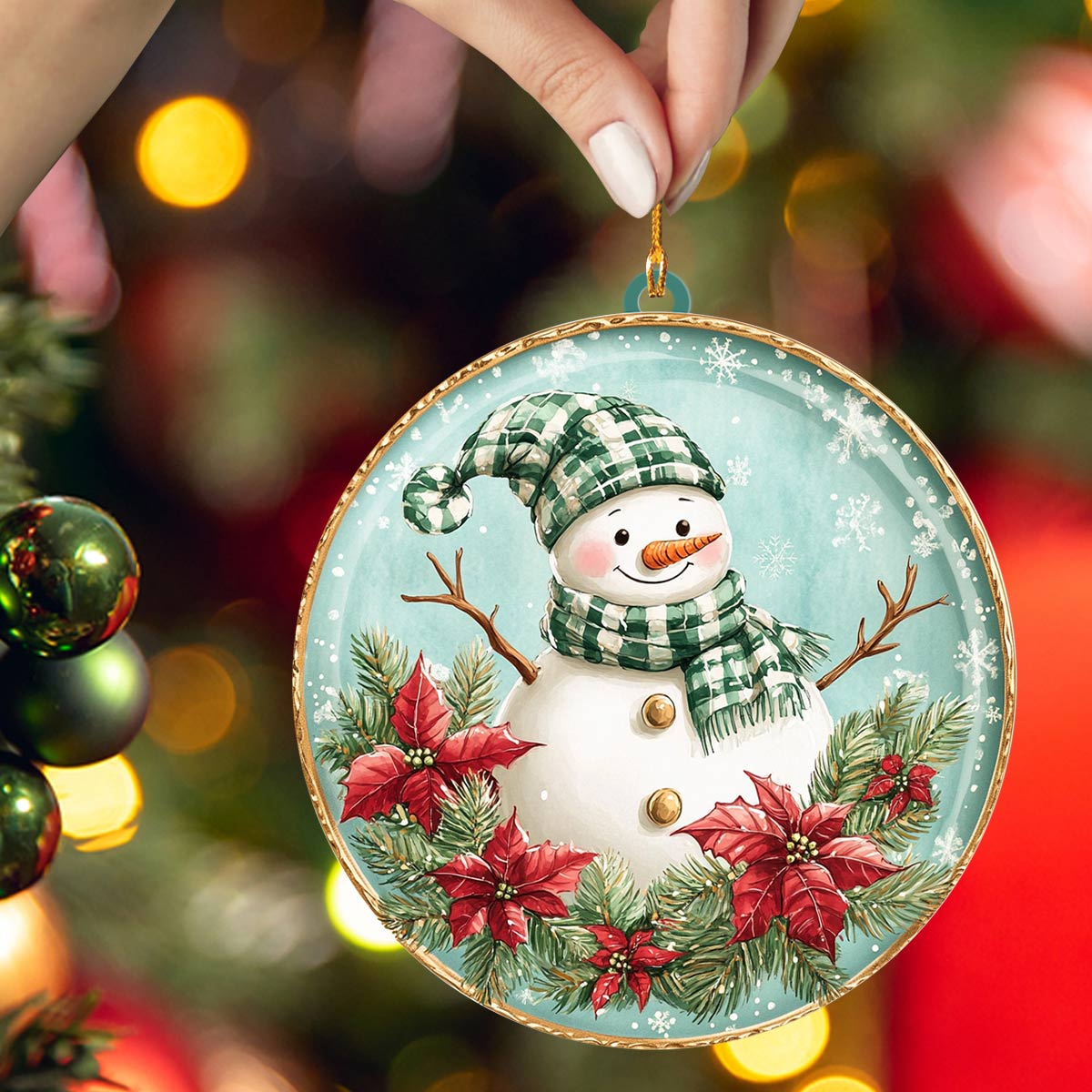 Shineful 2D Acrylic Ornament Frosty Plaid Snowman